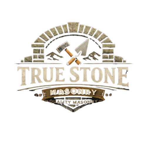 True Stone Masonry logo with stone arch and crossed tools