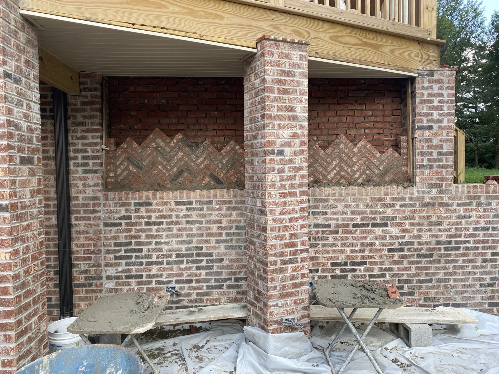 Close look at brick and mortar joints on an exterior wall