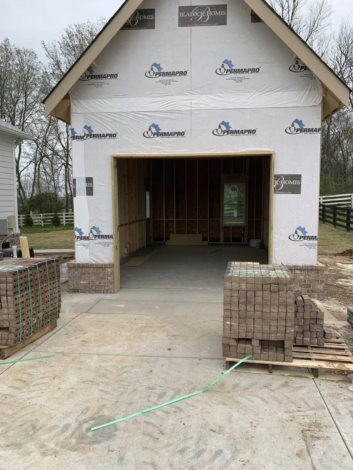 Garage exterior finished in brick